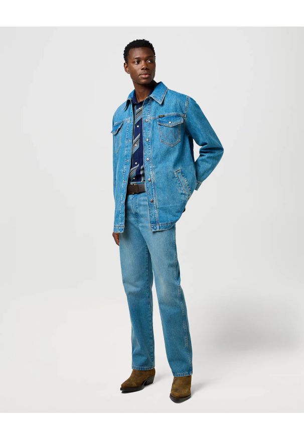 Wrangler - MESKA KURTKA JEANSOWA WRANGLER WRANGE JACKET IRON FORGE 112371445. Materiał: jeans