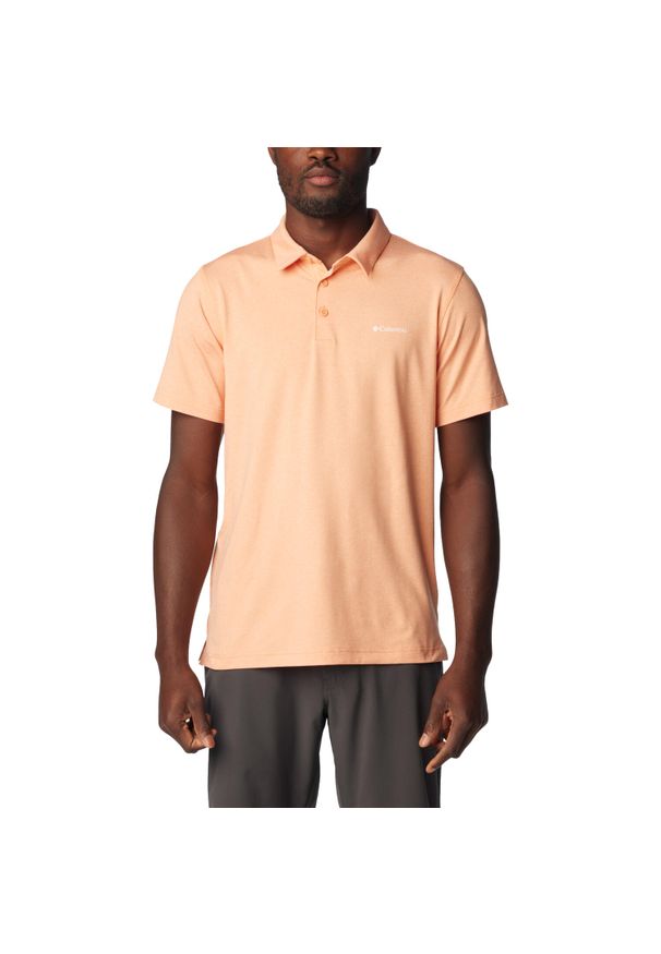 columbia - Koszulka polo z krótkim rękawem męska Tech Trail Polo Shirt. Typ kołnierza: polo. Kolor: pomarańczowy. Materiał: elastan, poliester. Długość rękawa: krótki rękaw. Długość: krótkie