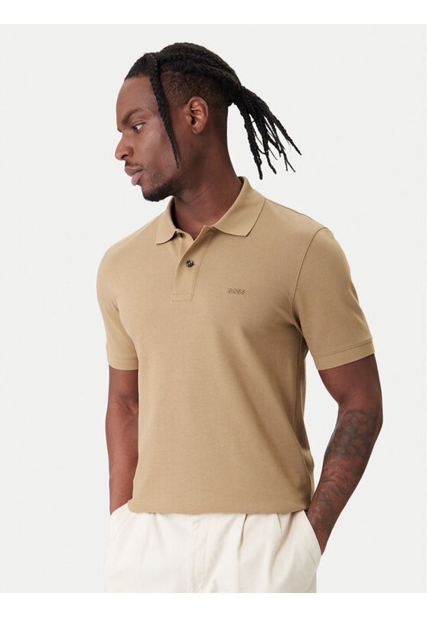 BOSS Polo Pallas 50553564 Khaki Regular Fit. Typ kołnierza: polo. Kolor: brązowy. Materiał: bawełna