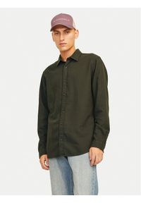 Jack & Jones - Jack&Jones Koszula Joshua 12258429 Zielony Slim Fit. Kolor: zielony. Materiał: syntetyk, bawełna