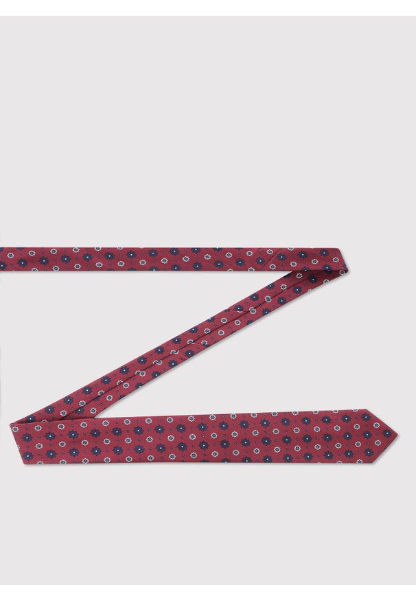 Pako Lorente - PAKO LORENTE - Bordowy krawat w kwiaty. Kolor: czerwony. Materiał: poliester. Wzór: kwiaty