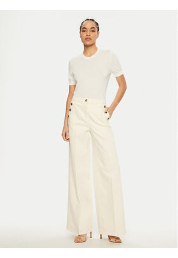 Luisa Spagnoli Jeansy Aceto 541773 Écru Wide Leg