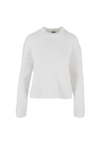 Urban Classics - Damski Sweter Ze Sztucznymi Piórami. Kolor: biały