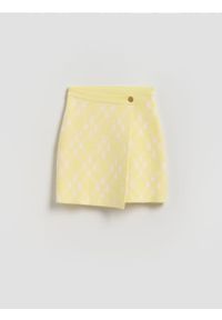 Reserved - Dzianinowa spódnica z wiskozą - jasnożółty. Kolor: żółty. Materiał: dzianina, wiskoza. Długość: krótkie #1