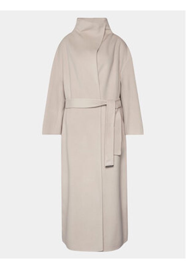 Calvin Klein Płaszcz wełniany K20K206746 Beżowy Relaxed Fit. Kolor: beżowy. Materiał: wełna