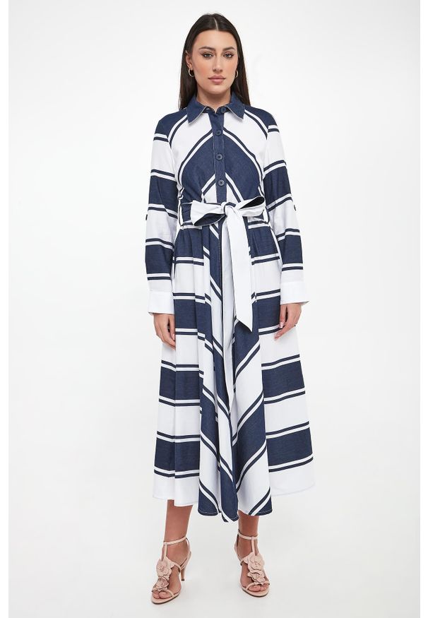 Joseph Ribkoff - Sukienka midi w paski JOSEPH RIBKOFF. Wzór: paski. Długość: midi