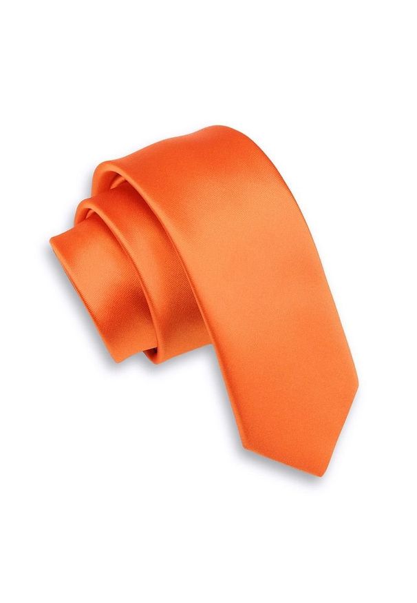 Alties - Pomarańczowy Jednokolorowy Krawat (Śledź) Męski -ALTIES- 5 cm, Wąski, Gładki. Kolor: pomarańczowy. Materiał: tkanina. Wzór: gładki. Styl: elegancki, wizytowy