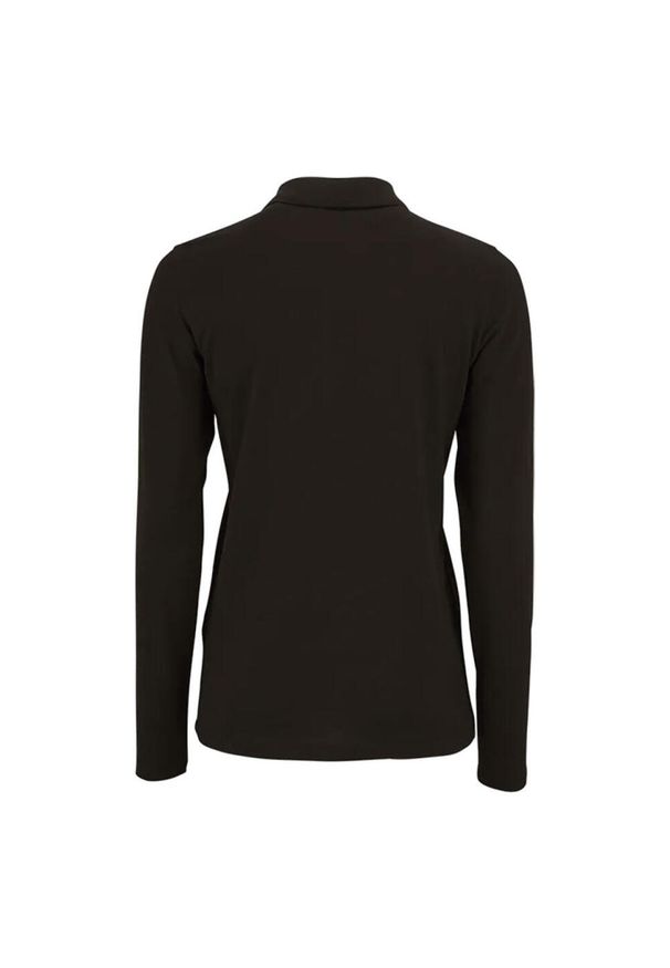 SOL'S - Damska Koszulka Polo Z Długim Rękawem Perfect Pique. Typ kołnierza: polo. Kolor: czarny. Długość rękawa: długi rękaw. Długość: długie