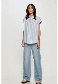 Tommy Jeans - Koszula bawełniana. Okazja: na co dzień. Kolor: niebieski. Materiał: bawełna. Długość rękawa: krótki rękaw. Długość: krótkie. Styl: casual #5