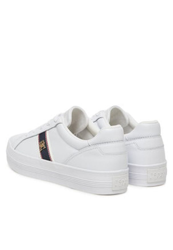 TOMMY HILFIGER - Tommy Hilfiger Sneakersy Vulc Webbing Sneaker FW0FW08903 Biały. Kolor: biały. Materiał: skóra