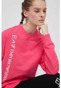 EA7 Emporio Armani dres damski kolor różowy. Kolor: różowy. Materiał: dresówka. Wzór: nadruk #8