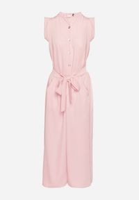 Born2be - Różowa Sukienka Koszulowa o Rozkloszowanym Kroju z Wiązaniem w Pasie Mavirielle. Okazja: na co dzień. Typ kołnierza: dekolt w serek. Kolor: różowy. Materiał: skóra. Długość rękawa: długi rękaw. Typ sukienki: koszulowe. Styl: casual, elegancki #6