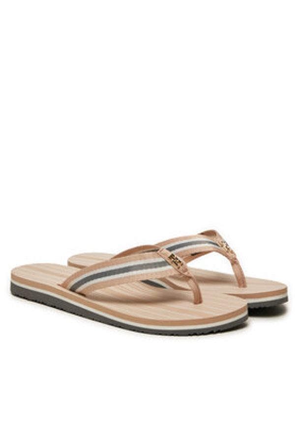 TOMMY HILFIGER - Tommy Hilfiger Japonki Im Th Print Beach Sandal FW0FW08370 Beżowy. Kolor: beżowy. Materiał: materiał. Wzór: nadruk