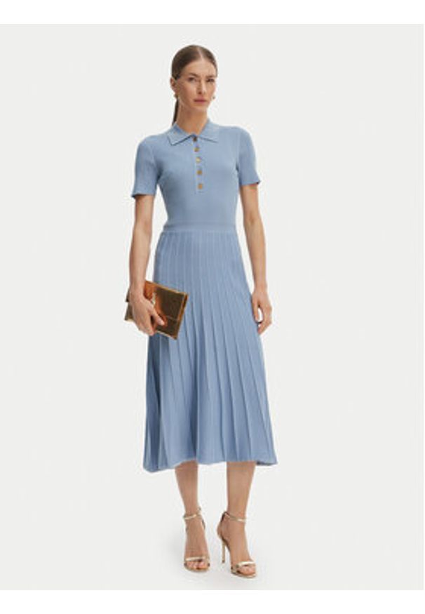 MICHAEL Michael Kors Sukienka dzianinowa MT5834F33D Błękitny Regular Fit. Kolor: niebieski. Materiał: wiskoza