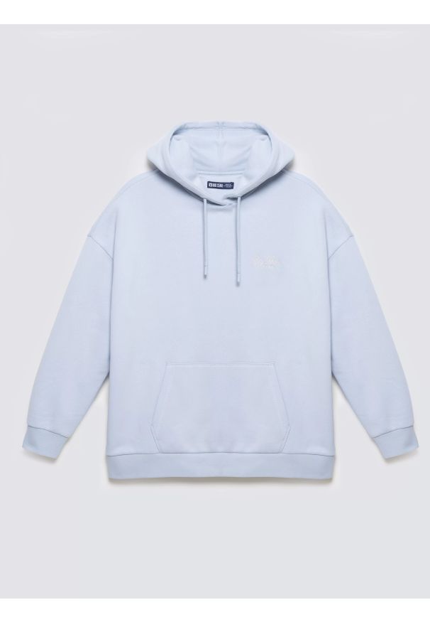 Big-Star - Bluza damska z kapturem błękitna Raisala 400. Okazja: na spacer, na co dzień. Typ kołnierza: kaptur. Kolor: niebieski. Materiał: dzianina, bawełna, jeans. Wzór: haft. Styl: casual