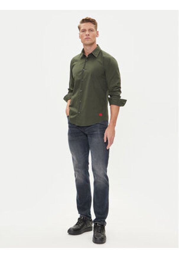 Hugo - HUGO Koszula Ermo 50500216 Zielony Slim Fit. Kolor: zielony. Materiał: bawełna