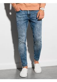 Ombre Clothing - Spodnie męskie jeansowe z marmurkowym efektem SLIM FIT P1022 - niebieskie - XXL. Kolor: niebieski. Materiał: jeans #3