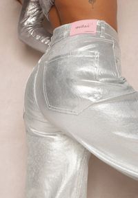 Renee - Srebrne Szerokie Spodnie Połyskujące Panerrm. Kolor: srebrny
