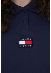 Tommy Jeans t-shirt bawełniany DW0DW10347.PPYY kolor granatowy z kołnierzykiem. Kolor: niebieski. Materiał: bawełna. Długość: krótkie. Wzór: gładki #4