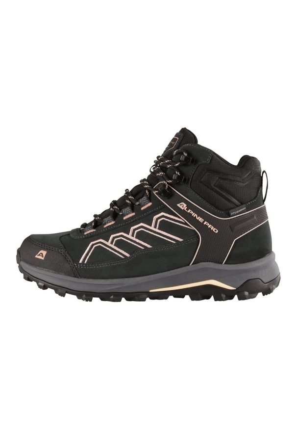ALPINE PRO - Buty turystyczne damskie za kostkę Alpine Pro Wuteve. Wysokość cholewki: za kostkę. Kolor: szary. Materiał: skóra. Szerokość cholewki: normalna