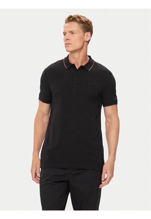 BOSS - Boss Polo Paule 4 50506195 Czarny Slim Fit. Typ kołnierza: polo. Kolor: czarny. Materiał: bawełna