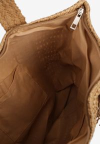 Renee - Ciemnobeżowa Pleciona Torebka Shopper w Stylu Plażowym z Ozdobnym Frędzelkiem Galvessa. Kolor: beżowy. Sezon: lato. Styl: casual #3
