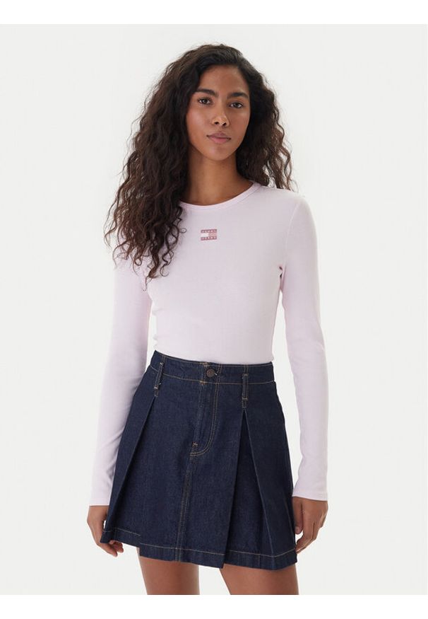 Tommy Jeans Bluzka DW0DW20178 Różowy Slim Fit. Kolor: różowy. Materiał: bawełna