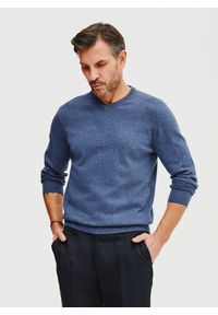 Pako Lorente - PAKO LORENTE – Niebieski męski sweter w serek. Typ kołnierza: dekolt w serek. Kolor: niebieski, czerwony. Materiał: bawełna. Sezon: wiosna #8