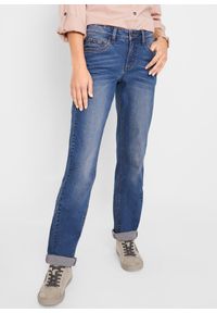 bonprix - Dżinsy Straight, mid waist, ze stretchem. Kolor: niebieski #1