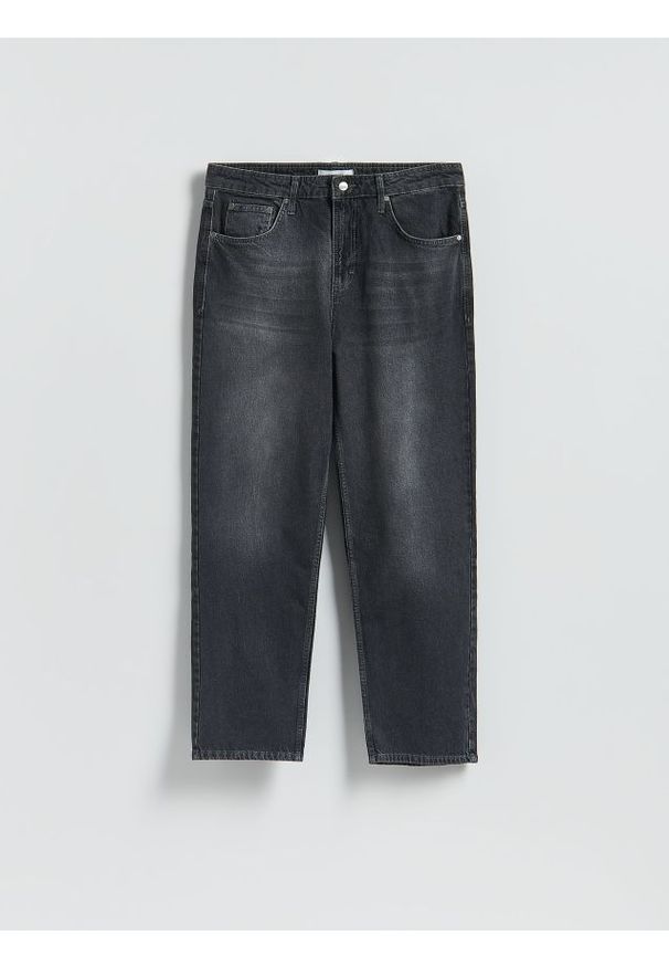 Reserved - Jeansy loose z efektem sprania - szary. Kolor: szary