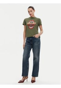 Pinko - PINKO T-Shirt Trapani 105050 A2D8 Khaki Regular Fit. Kolor: brązowy. Materiał: bawełna #4