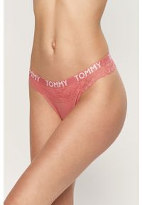 TOMMY HILFIGER - Tommy Hilfiger - Brazyliany. Kolor: różowy. Materiał: nylon, dzianina, koronka, elastan. Wzór: nadruk, koronka #1