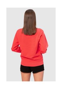 Kenzo - KENZO Koralowa bluza damska z białym logo. Kolor: czerwony. Materiał: bawełna, prążkowany. Wzór: nadruk
