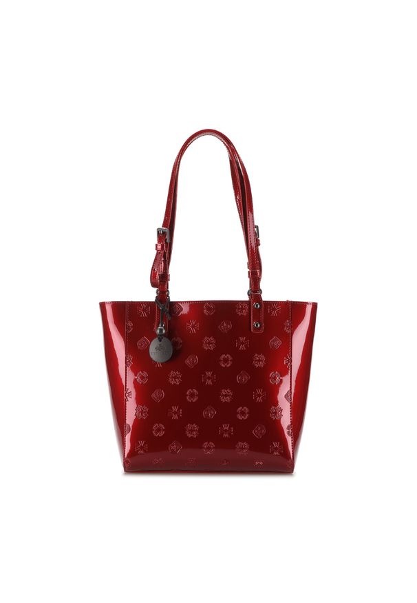 Wittchen - kuferek skórzany lakierowany z monogramem. Kolor: czerwony. Wzór: aplikacja. Materiał: lakierowane, skórzane. Styl: elegancki. Rodzaj torebki: na ramię