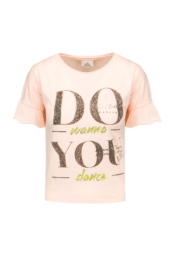 Deha - T-shirt DEHA MOVE. Kolor: różowy. Materiał: włókno, dzianina. Długość: krótkie