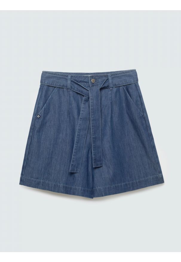 Big-Star - Szorty damskie jeansowe granatowe Linasa 544. Stan: podwyższony. Kolor: niebieski. Materiał: jeans. Sezon: lato. Styl: elegancki