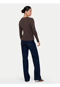 only - ONLY Bluzka Riley 15323159 Brązowy Slim Fit. Kolor: brązowy. Materiał: bawełna #7