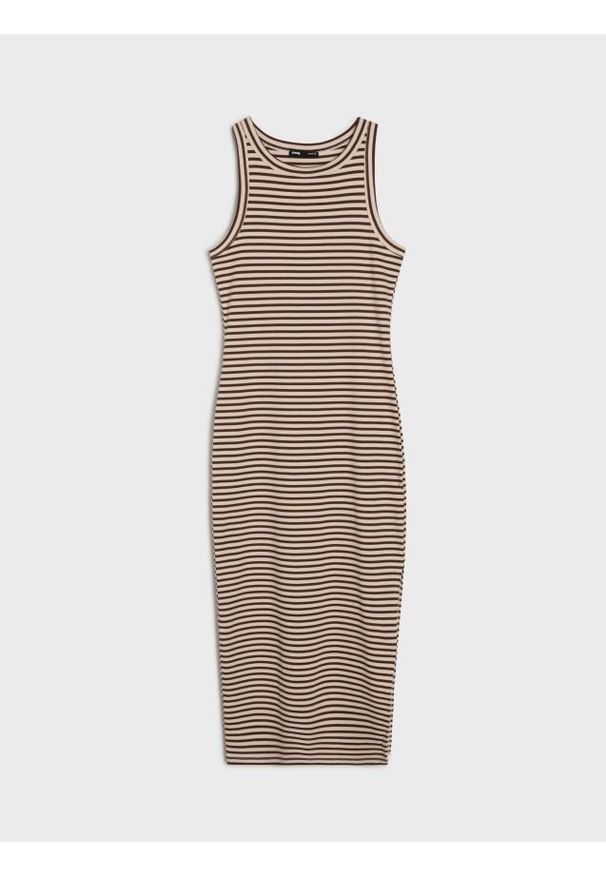 Sinsay - Sukienka maxi na ramiączkach - brązowy. Kolor: brązowy. Długość rękawa: na ramiączkach. Długość: maxi