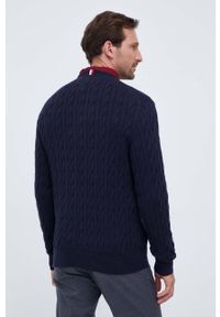 TOMMY HILFIGER - Tommy Hilfiger sweter bawełniany kolor granatowy lekki. Kolor: niebieski. Materiał: bawełna. Długość rękawa: długi rękaw. Długość: długie. Wzór: ze splotem #6