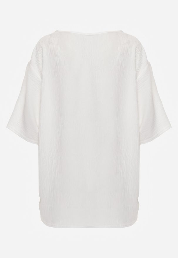 Born2be - Biały Minimalistyczny T-shirt z Teksturowanej Tkaniny z Bawełną Shinost. Okazja: na co dzień, do pracy. Kolekcja: plus size. Kolor: biały. Materiał: tkanina, bawełna. Styl: casual