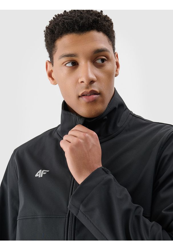 4f - 4F Softshell wiatroodporny membrana 5000 męski - czarny 3XL. Typ kołnierza: kołnierzyk stójkowy. Kolor: czarny. Materiał: softshell. Technologia: Windstopper. Sezon: zima