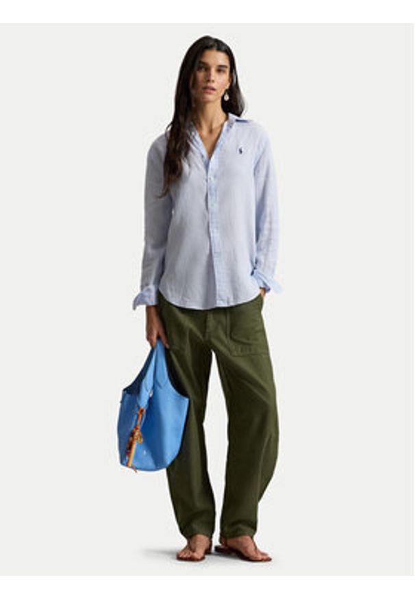 Polo Ralph Lauren Koszula 211970730503 Błękitny Classic Fit. Typ kołnierza: polo. Kolor: niebieski. Materiał: len