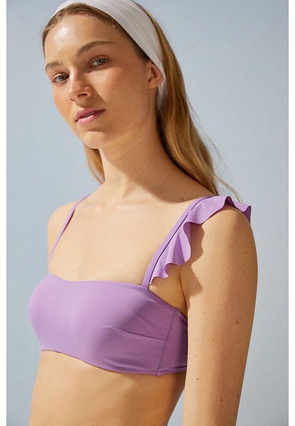 Women Secret - women'secret Biustonosz kąpielowy kolor fioletowy miękka miseczka. Kolor: fioletowy. Materiał: dzianina