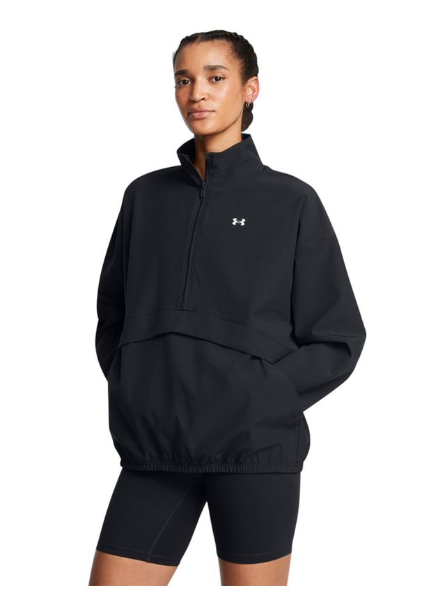 Kurtka treningowa damska Under Armour Armoursport Anorak - czarna. Kolor: czarny. Materiał: tkanina, poliester, elastan, materiał. Sport: fitness