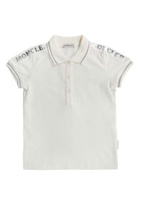 MONCLER KIDS - Biała koszulka polo 8-14 lat. Typ kołnierza: polo. Kolor: biały. Materiał: bawełna. Sezon: lato. Styl: klasyczny #1