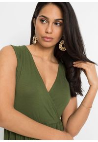 bonprix - Sukienka z dżerseju z mieszanki wiskozy. Kolor: zielony. Materiał: jersey, wiskoza, koronka. Wzór: koronka. Sezon: lato. Typ sukienki: kopertowe #3