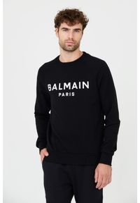 Balmain - BALMAIN Czarna bluza Printed Sweatshirt. Kolor: czarny