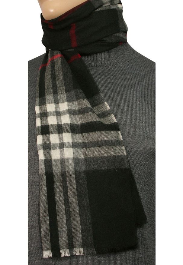 V. Fraas - Szalik Biało-Czarny w Kratkę, Miękki, Firmy V.Fraas -Cashmink- Elegancki, Męski. Kolor: czerwony. Materiał: tkanina, materiał, syntetyk, wełna, akryl, poliakryl. Wzór: kratka. Sezon: lato. Styl: elegancki