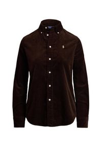 Polo Ralph Lauren Koszula 211971526002 Brązowy Slim Fit. Typ kołnierza: polo. Kolor: brązowy. Materiał: sztruks, bawełna #2