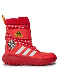 Adidas - Śniegowce adidas. Kolor: czerwony. Wzór: motyw z bajki